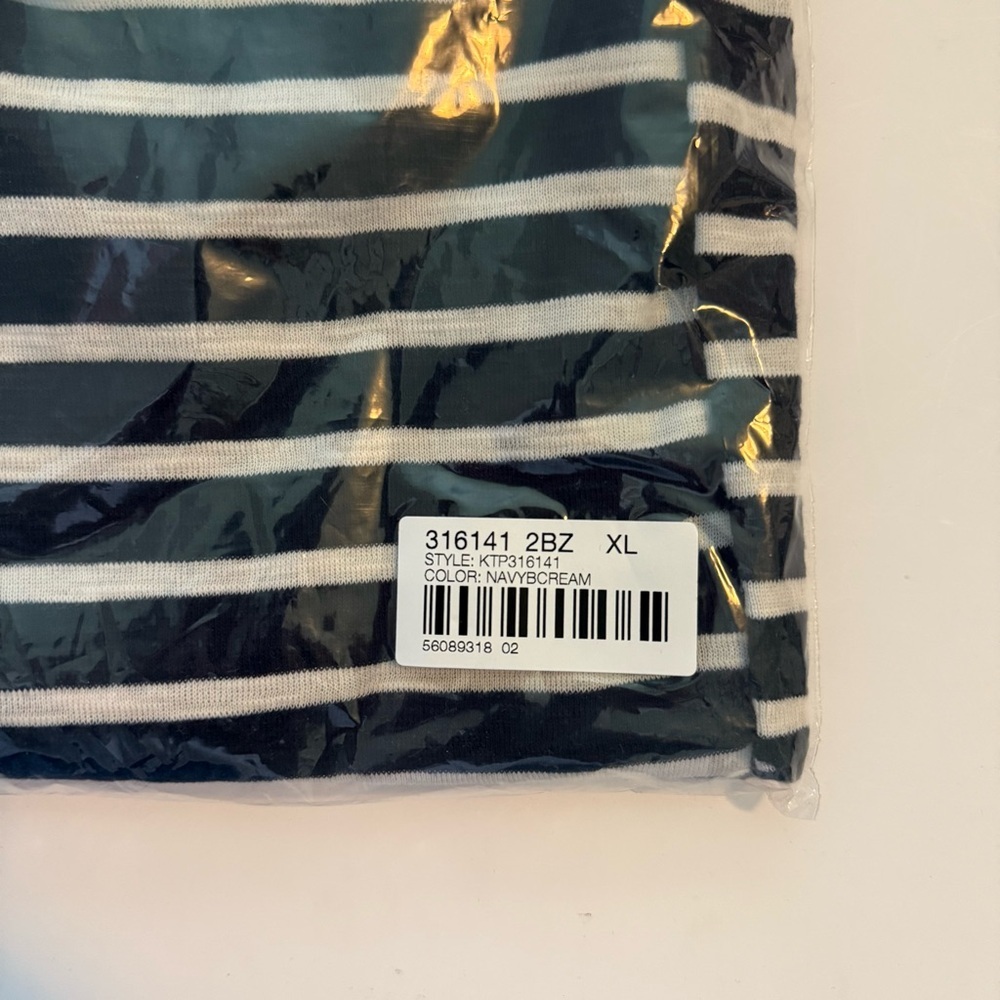 J. Jill Navy & White V-Neck Striped Short Sleeve Tee - Picture 5 of 5